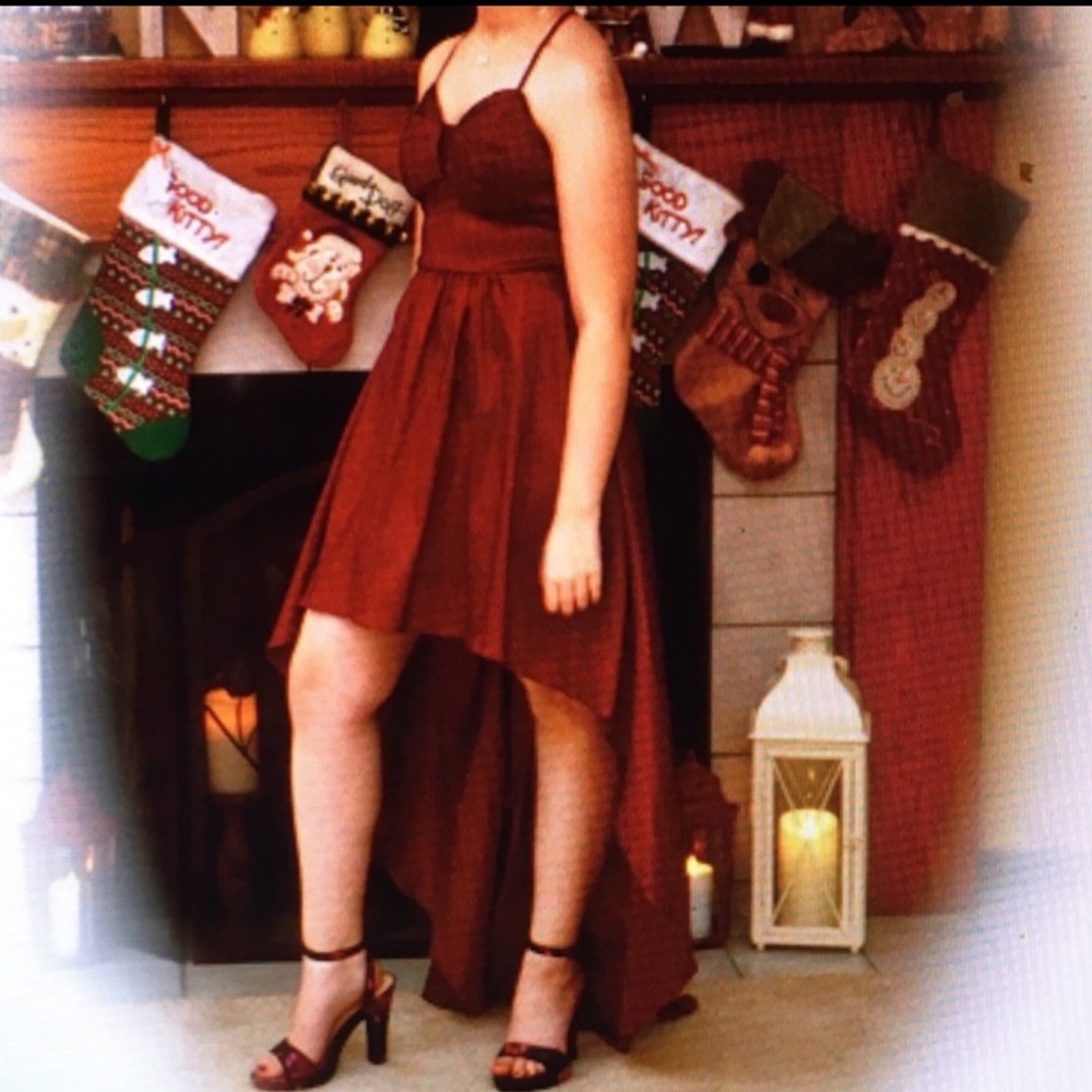 B. Smart Burgandy Red  Homecoming Prom High Low Formal Dress Size 9